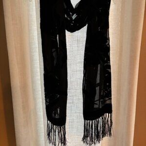 Black velvet and sheer scarf.